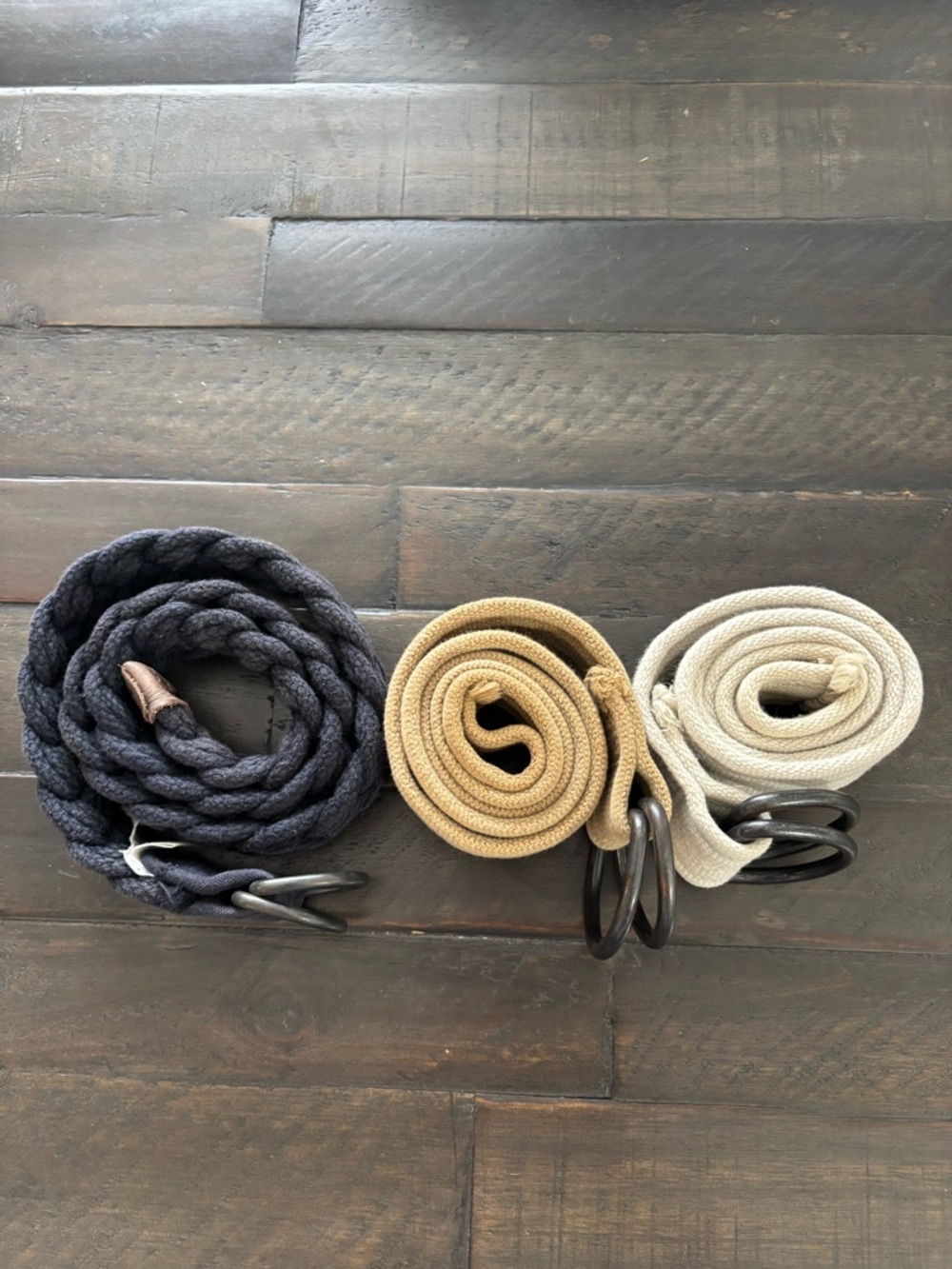 Y2K 3 Fabric Belts - Navy, Tan, Cream One Size